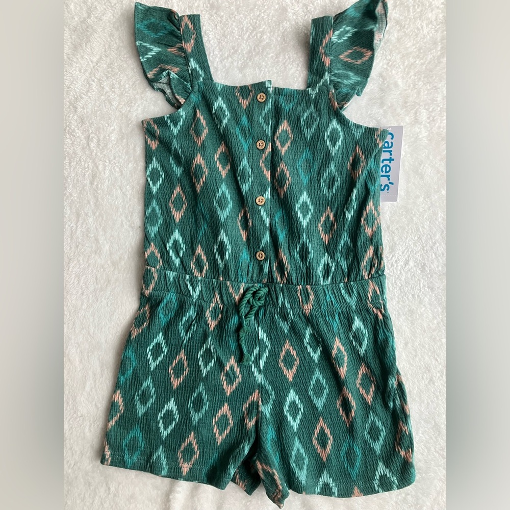Carter’s ikat green pink tank top shorts romper 5T NWT